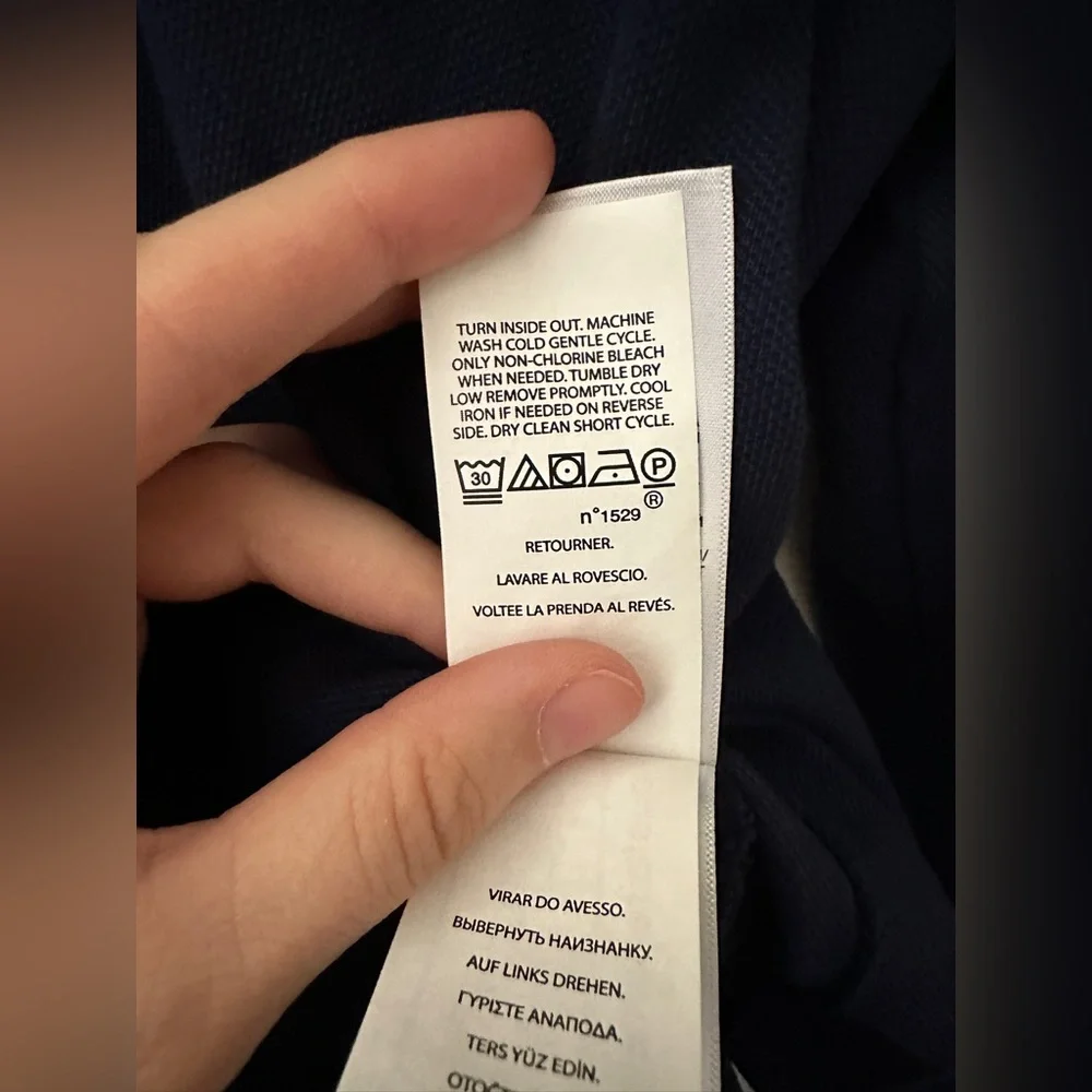 POLO RALPH LAUREN - Navy Long Sleeve Cropped Polo Shirt - Picture 6 of 6